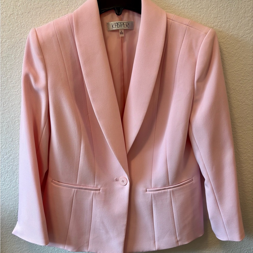 Kasper Pink Blazer Shawl Collar Suit Jacket